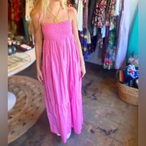 River Island Resort Maxi Dress Women’s L Tied Back Smocked - Vacation Summer